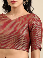 Thumbnail for Sangria Maroon Beads and Stones Net Saree - Distacart