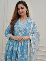Thumbnail for Kalini Floral Printed Sequinned Pure Cotton Kurta & Trousers With Dupatta - Distacart