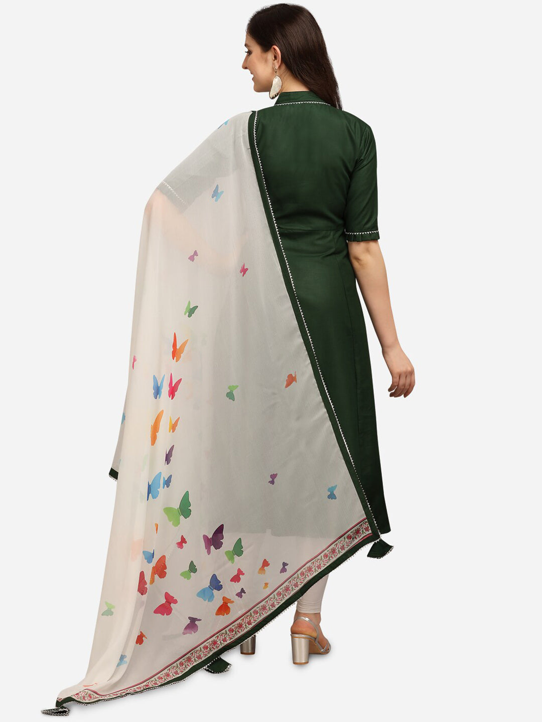 Kalini Women Green Anarkali Kurta With Digital Print Dupatta - Distacart