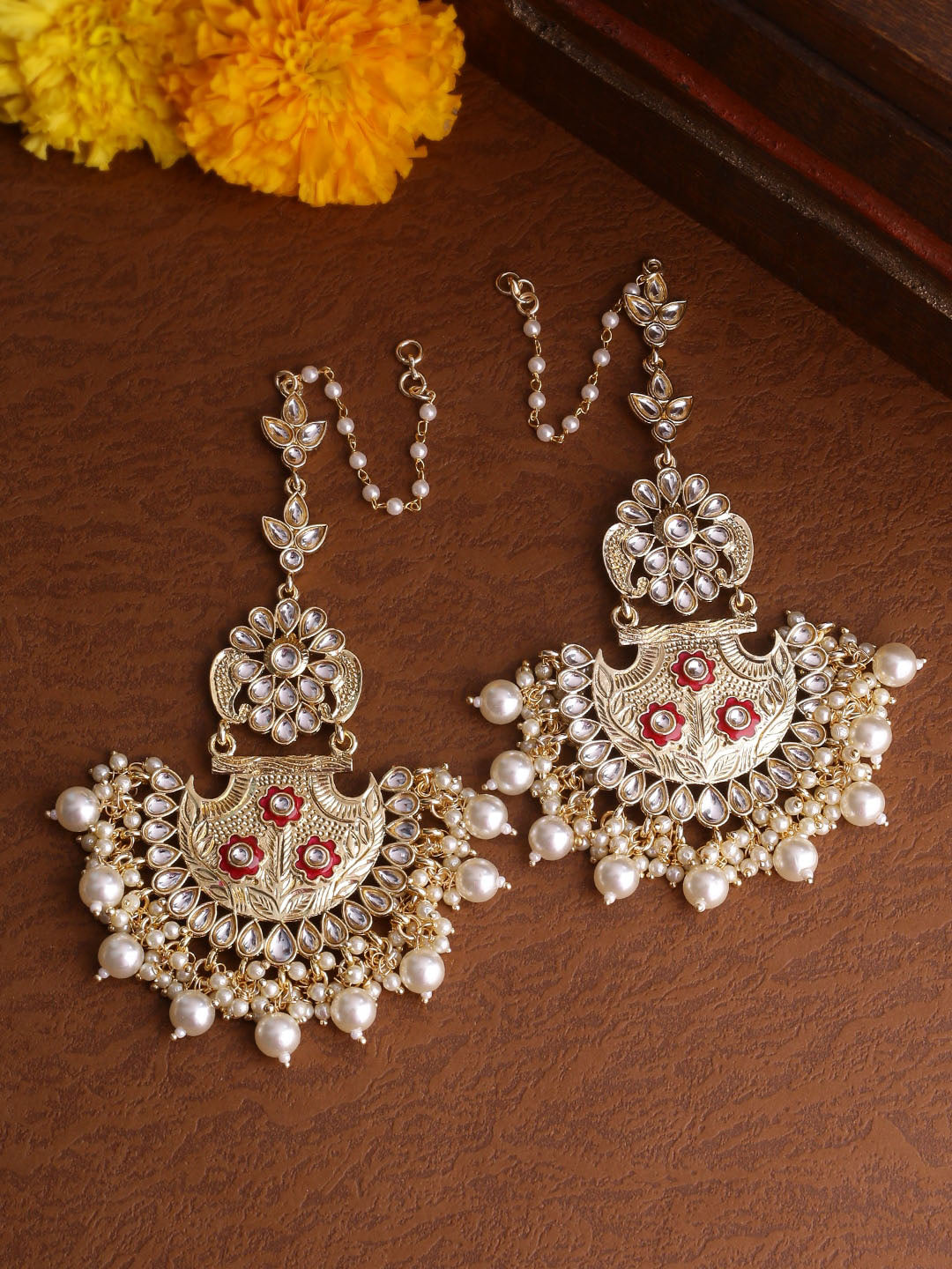 Shoshaa Gold-Plted Contemporary Chandbalis Earrings - Distacart