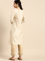 Thumbnail for Sangria Women Ethnic Motifs Embroidered Thread Work Pastels Kurta - Distacart