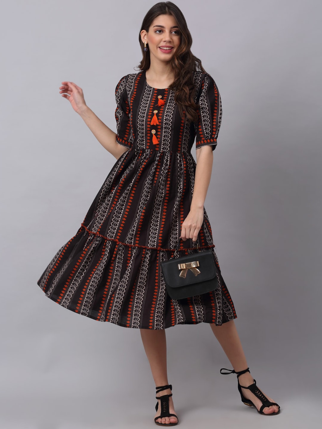 Kalini Women Black Geometric Printed Quirky Anarkali Kurta - Distacart