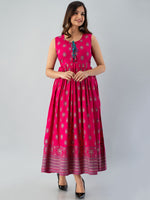 Thumbnail for Kalini Women Pink & Blue Ethnic Motifs Printed Anarkali Kurta - Distacart