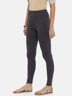 Souchii Charcoal Grey Solid Slim-Fit Ankle-Length Leggings - Distacart