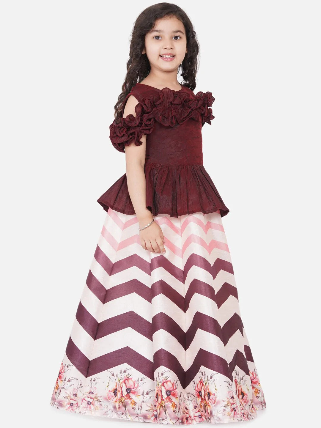 NOZ2TOZ Brown Ready to Wear Lehenga & Choli For Girls - Distacart
