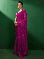 Thumbnail for Sangria Geometric Embellished Beads and Stones Sarees - Distacart