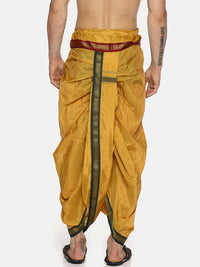 Thumbnail for Sethukrishna Men Mustard Yellow Solid Readymade Dhoti Pants With Angavastram - Distacart