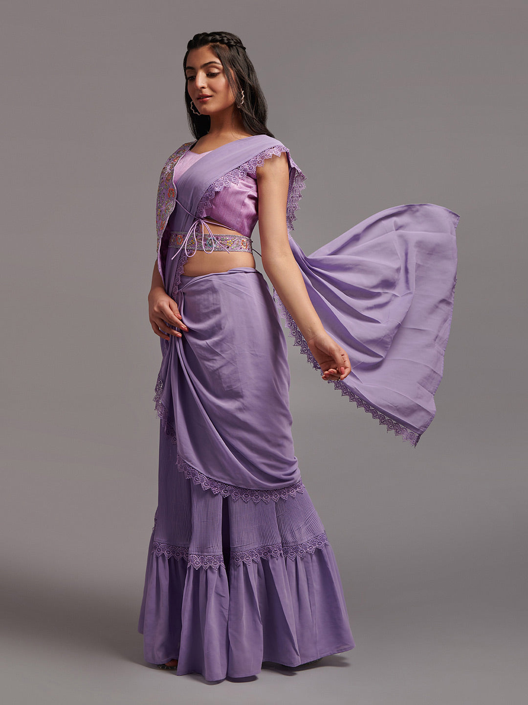 Kalini Embellished Pure Georgette Ready to Wear Saree - Distacart