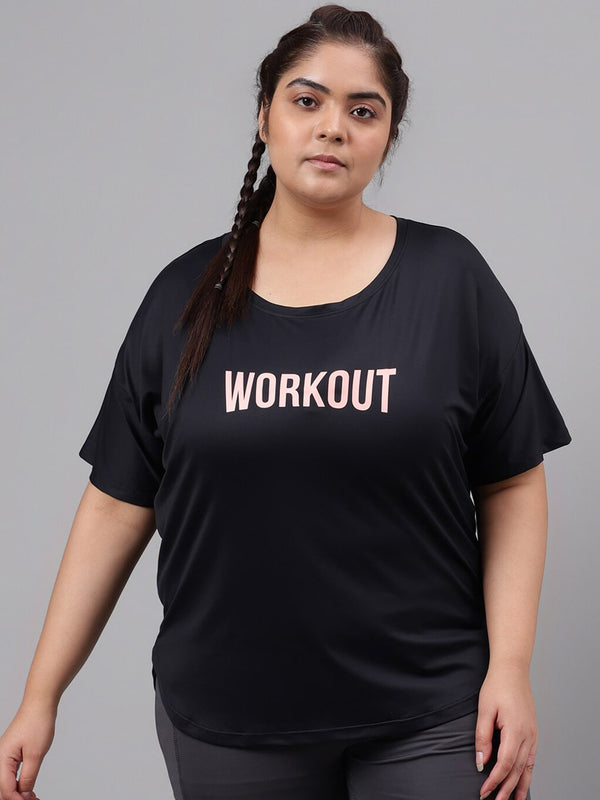 MKH Plus Size Typography Printed Dri-FIT T-shirt - Distacart