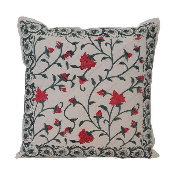 The Decor Nook Red Floral Print Cushion Cover