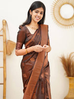 Thumbnail for Kalini Ethnic Motifs Woven Design Zari Banarasi Saree - Distacart