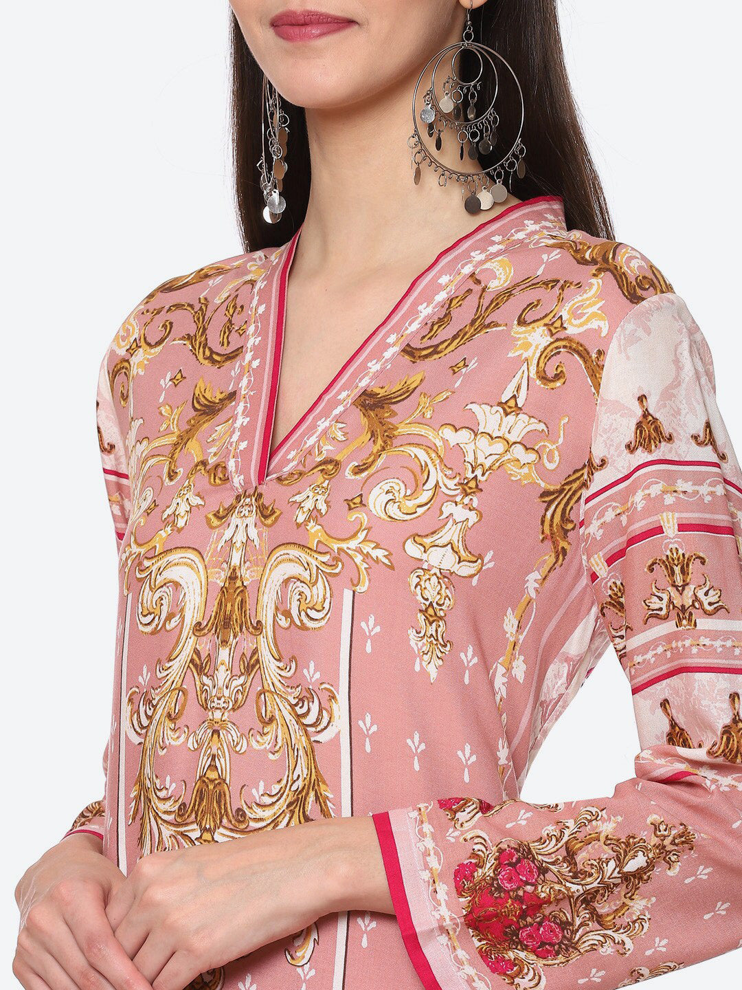 Biba Women Pink Floral Printed Kurta - Distacart