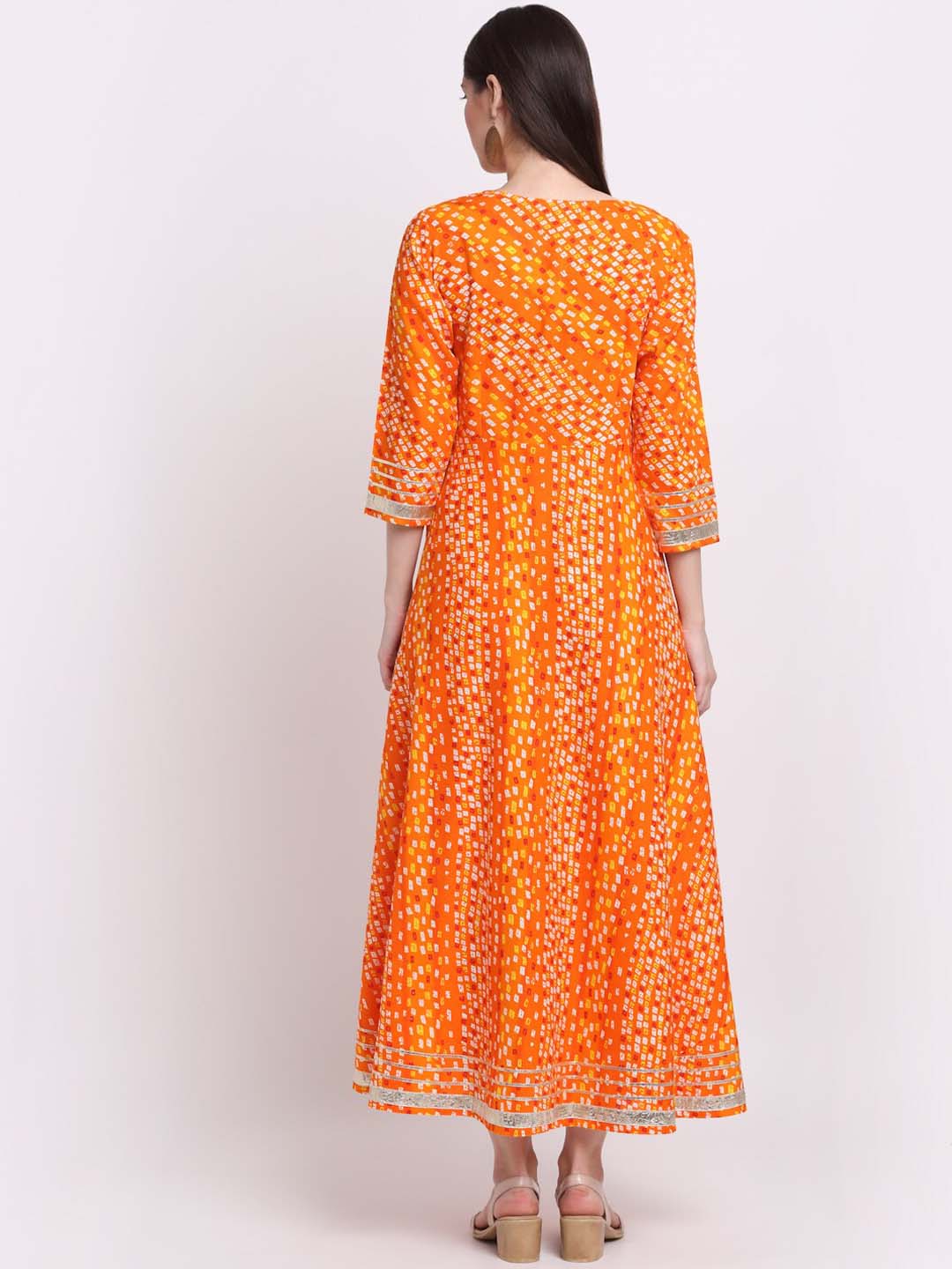 Kalini Women Orange Ethnic Motifs Printed Pastels Anarkali Kurta - Distacart