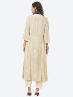 Thumbnail for Biba Women Off White Ethnic Motifs Printed Pastels Anarkali Kurta with Scarf - Distacart