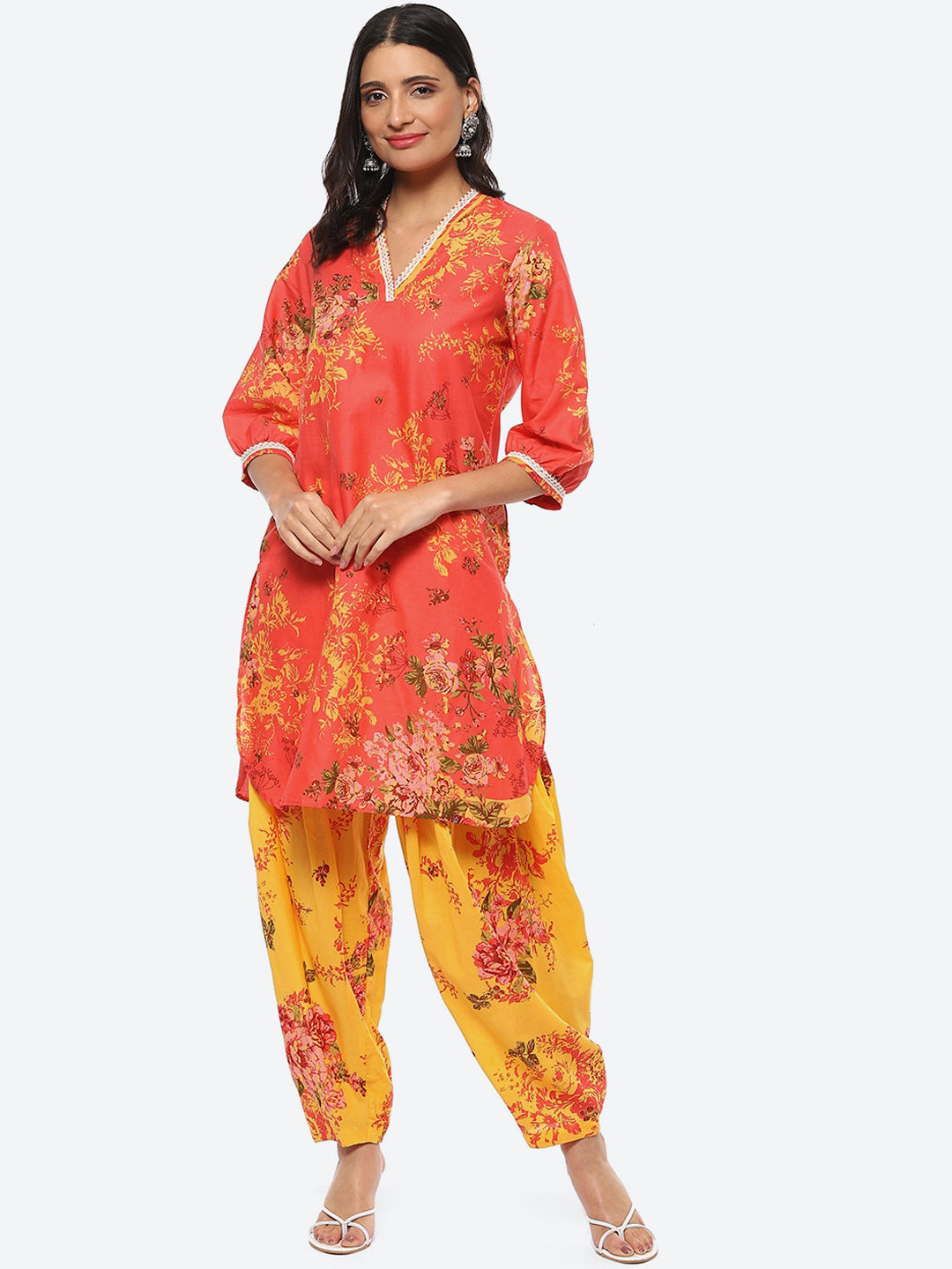 Biba Women Plus Size Floral Printed Kurta With Salwar - Distacart