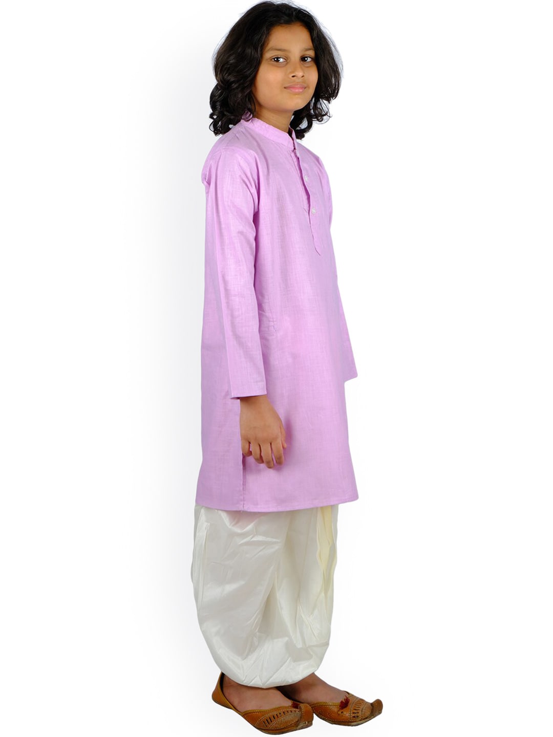 Sethukrishna Boys Purple and White Pure Cotton Kurta with Dhoti Pant - Distacart