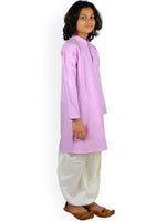 Thumbnail for Sethukrishna Boys Purple and White Pure Cotton Kurta with Dhoti Pant - Distacart