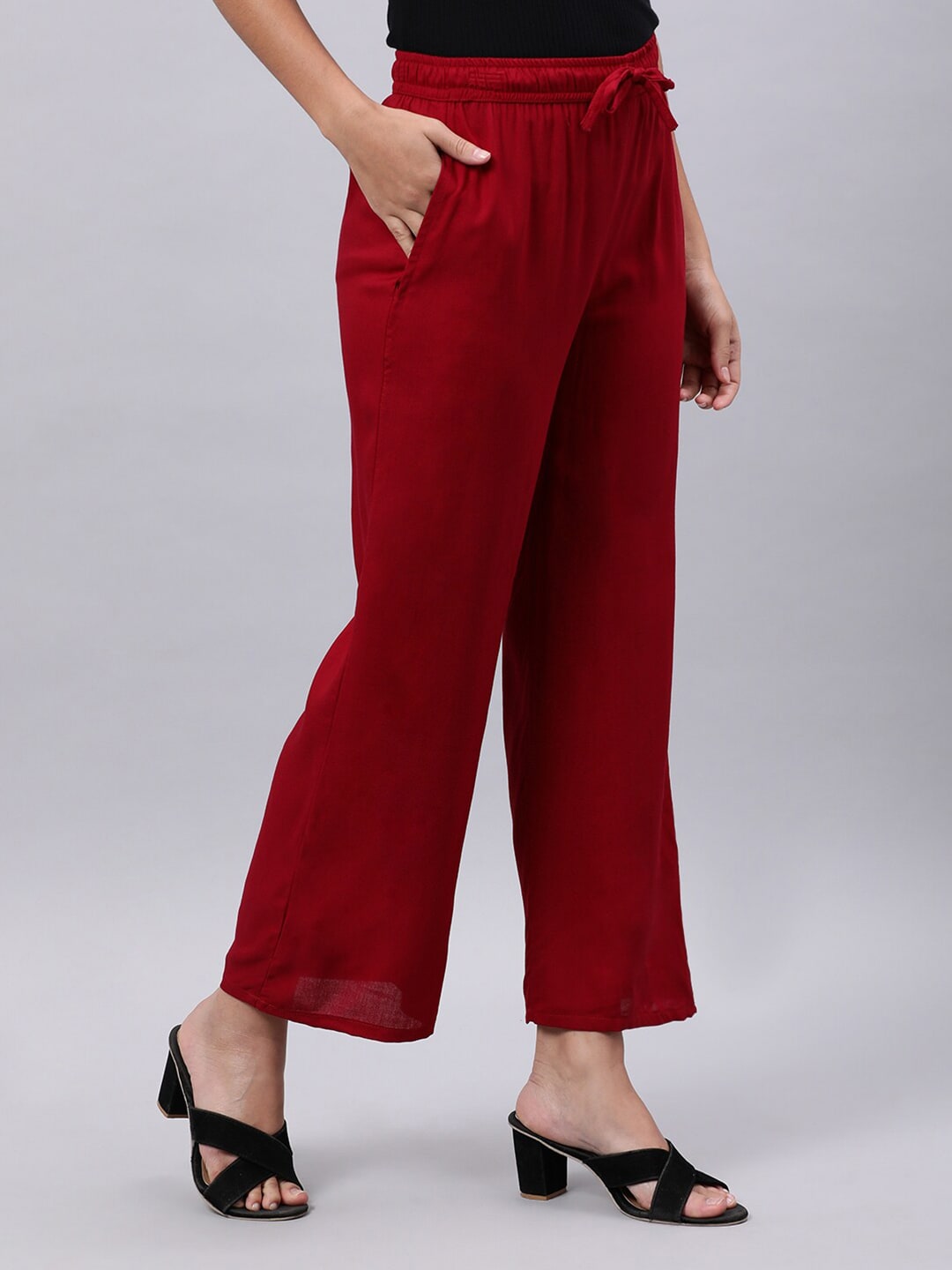 Souchii Maroon Liva Ethnic Palazzos - Distacart