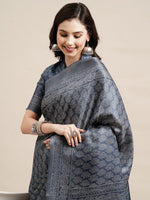 Thumbnail for Saree Mall Grey & White Floral Art Silk Sarees - Distacart