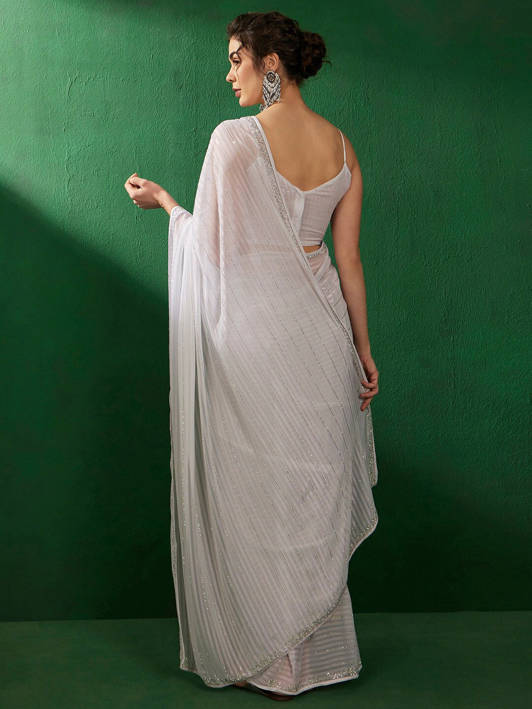 Sangria Embellished Pure Georgette Sarees - Distacart
