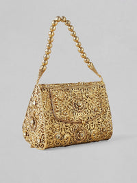 Thumbnail for Rubans Gold-Toned Embellished Box Clutch - Distacart