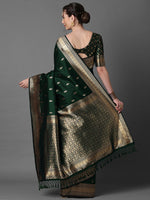 Thumbnail for Mitera Ethnic Motifs Woven Design Zari Silk Blend Banarasi Saree - Distacart