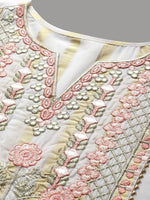 Thumbnail for Kalini Women White Printed Embroidered Thread Work Kurta - Distacart