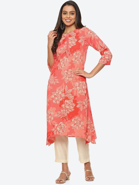 Biba Women Floral Printed Straight Kurta - Distacart