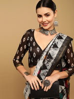 Thumbnail for Kalini White & Gold-Toned Zari Saree - Distacart
