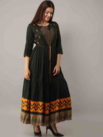 Thumbnail for Kalini Women Green & Orange Floral Printed Anarkali Kurta - Distacart