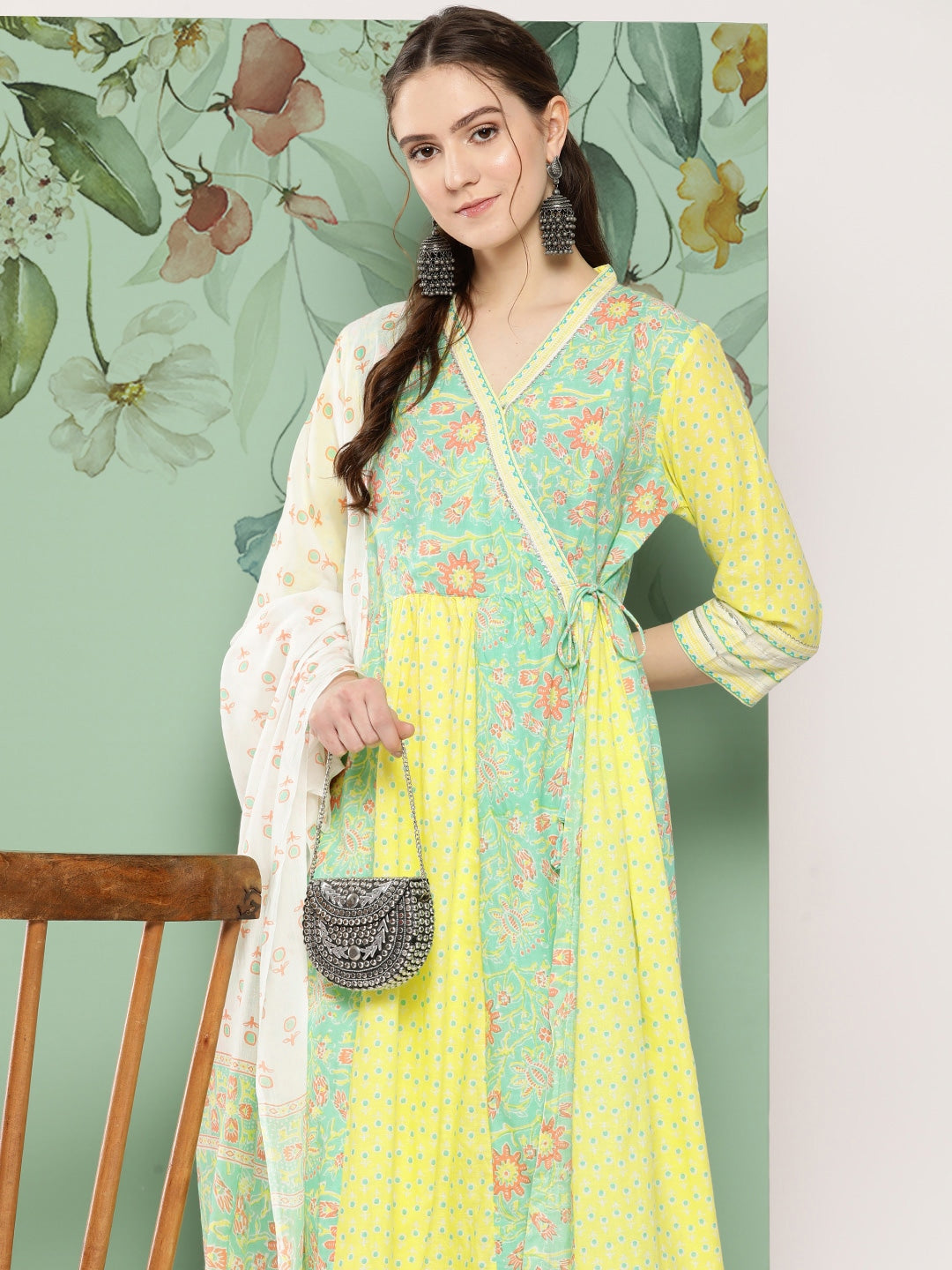 Kalini Floral Printed Floral Kurta with Dupatta - Distacart