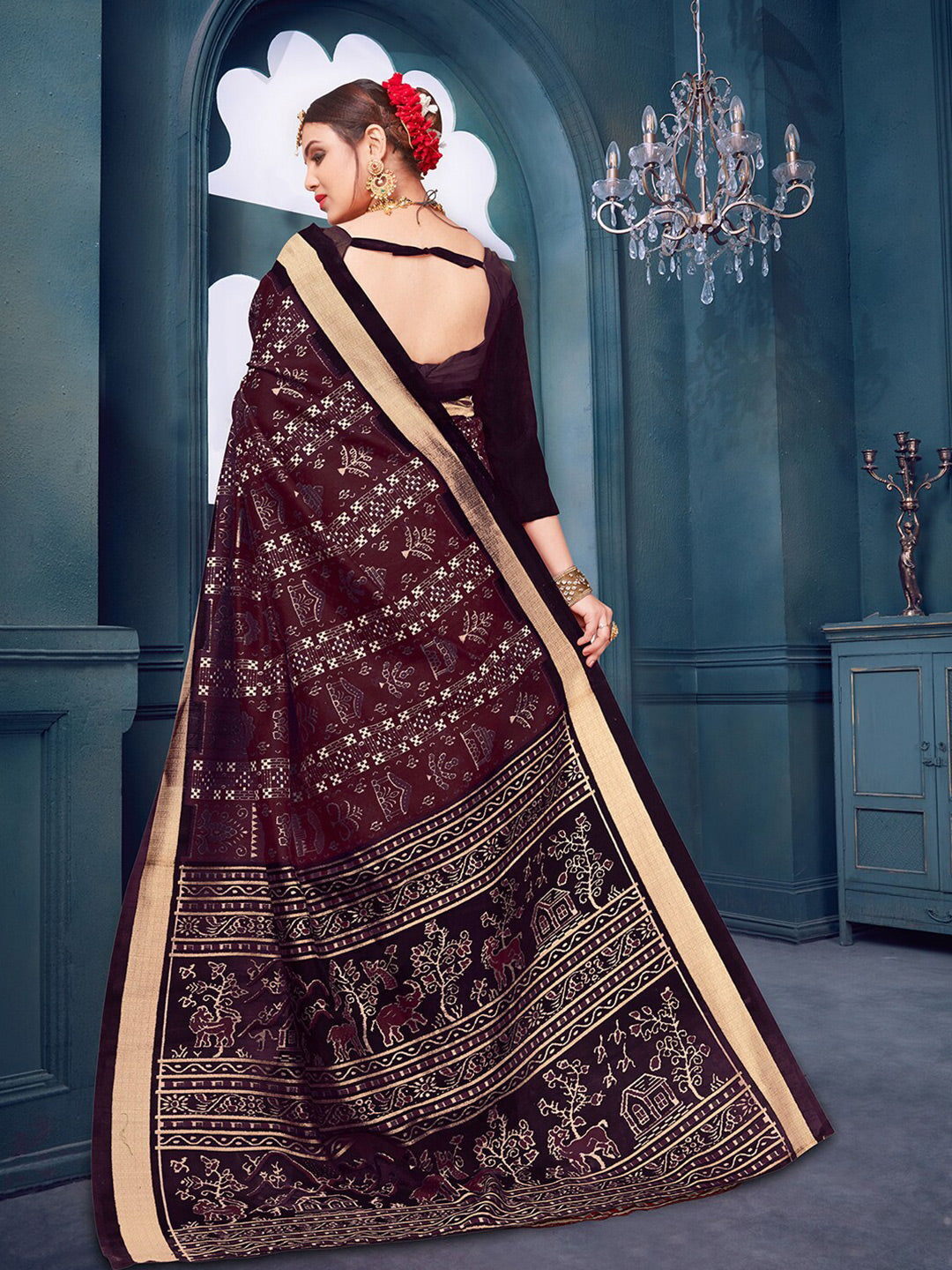 Kalini Warli Printed Sambalpuri Saree - Distacart