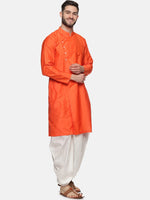 Thumbnail for Sethukrishna Men Orange Angrakha Top with Dhoti Pants - Distacart