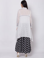 Thumbnail for Biba Women White & Black Solid A-Line Shirt Collar Kurta - Distacart