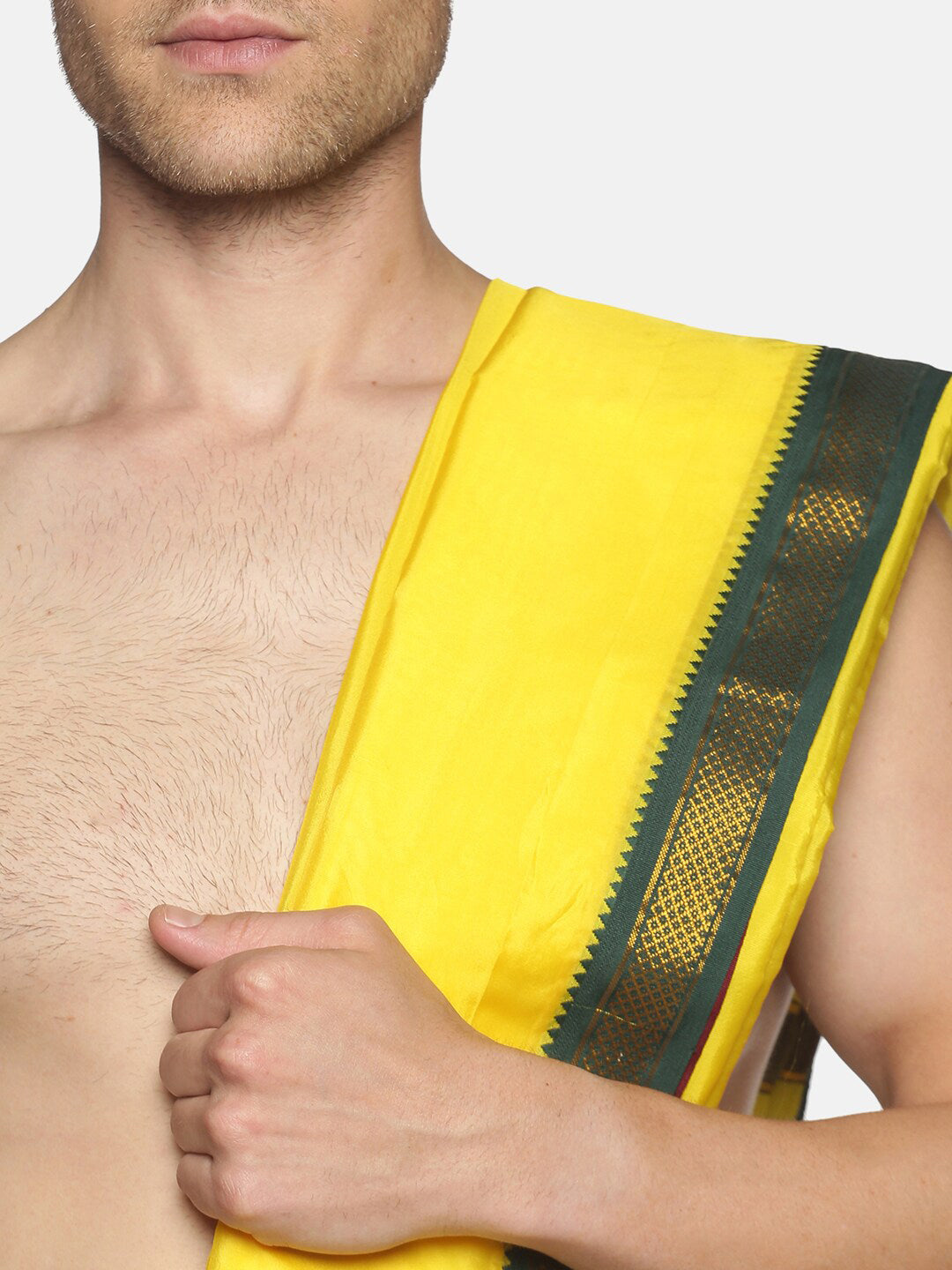 Sethukrishna Men Yellow Readymade Dhoti Pant & Angavastram - Distacart