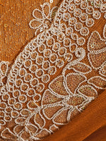 Thumbnail for Mitera Mustard Yellow Floral Embroidered Sequinned Pure Chiffon Saree - Distacart