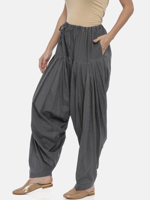 Souchii Women Grey Solid Loose-Fit Patiala - Distacart