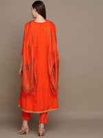 Thumbnail for HERE&NOW Ethnic Motifs Printed Thread Work Angrakha Kurta with Palazzos & Dupatta - Distacart