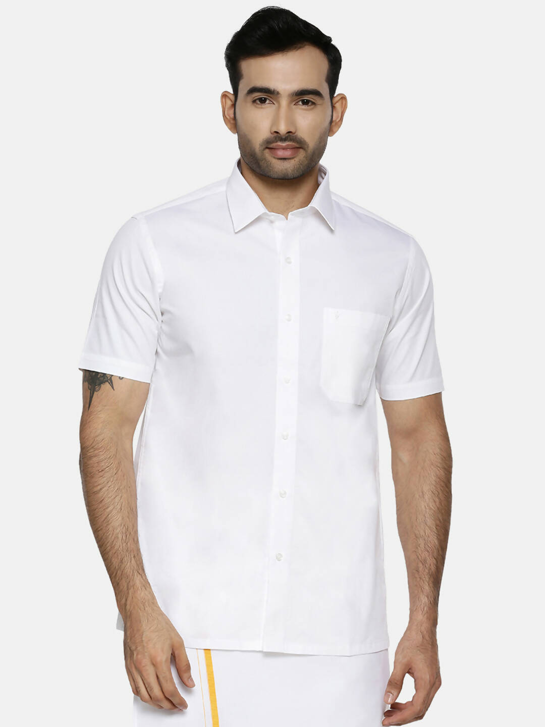 Ramraj Cotton Mens Half Sleeve Formal 100% Cotton White Shirt - Distacart