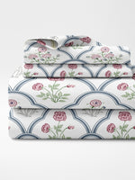 Thumbnail for haus & kinder Blue & White Ethnic Motifs 186 TC King Bedsheet with 2 Pillow Covers - Distacart