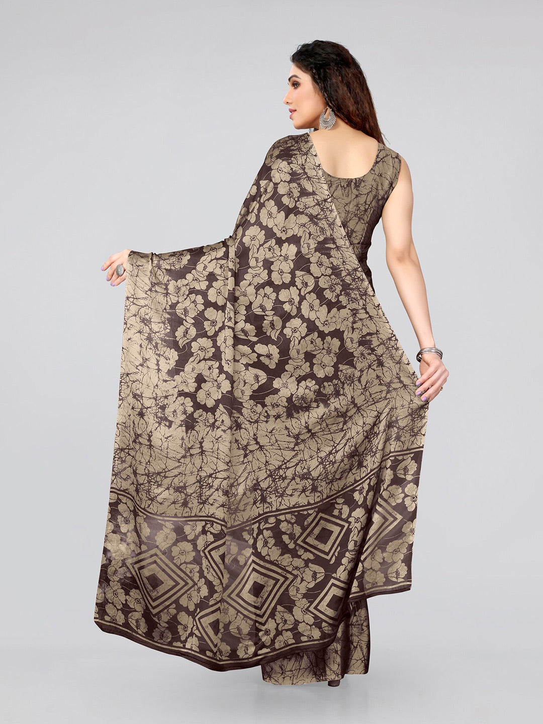Kalini Women Brown & Beige Floral Saree - Distacart
