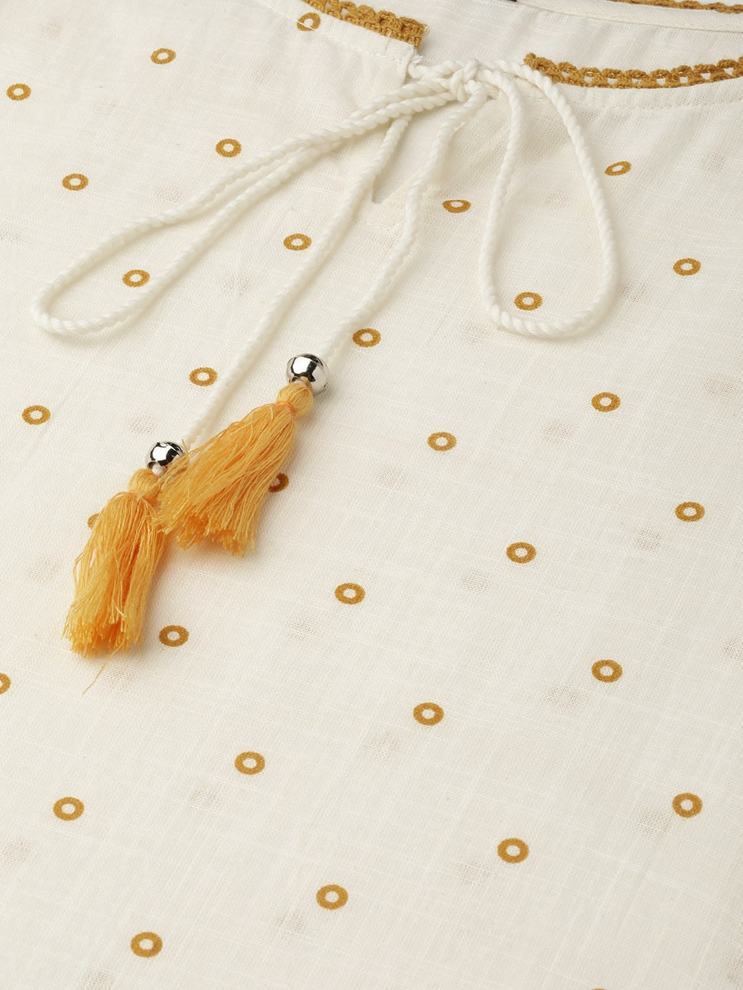 HERE&NOW Women Off-White & Mustard Yellow Geometric Printed Straight Kurta - Distacart