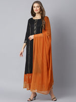 Thumbnail for Khushal K Women Black Woven Design Kurta with Palazzos & Dupatta - Distacart