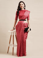 Thumbnail for Saree Mall Red & Off White Floral Art Silk Sarees - Distacart