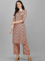 Thumbnail for HERE&NOW Women Orange Ethnic Motifs Printed Kurta With Palazzos - Distacart
