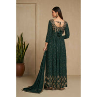 Thumbnail for Aastha Fashion Women's Bottle Green Faux Georgette Zari & Sequins Embroidery Gown with Dupatta - Distacart