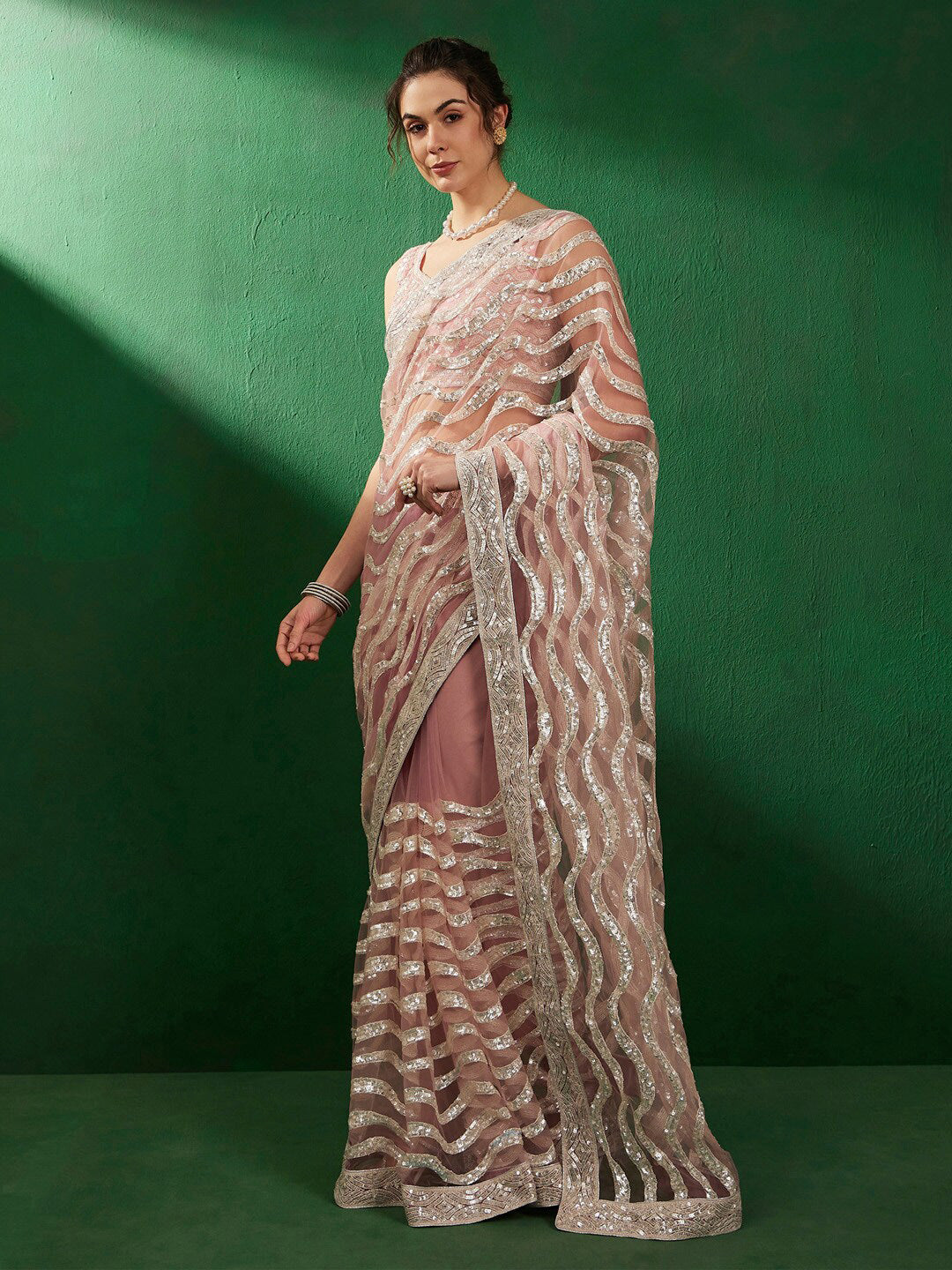 Sangria Embellished Party Wear Saree - Distacart