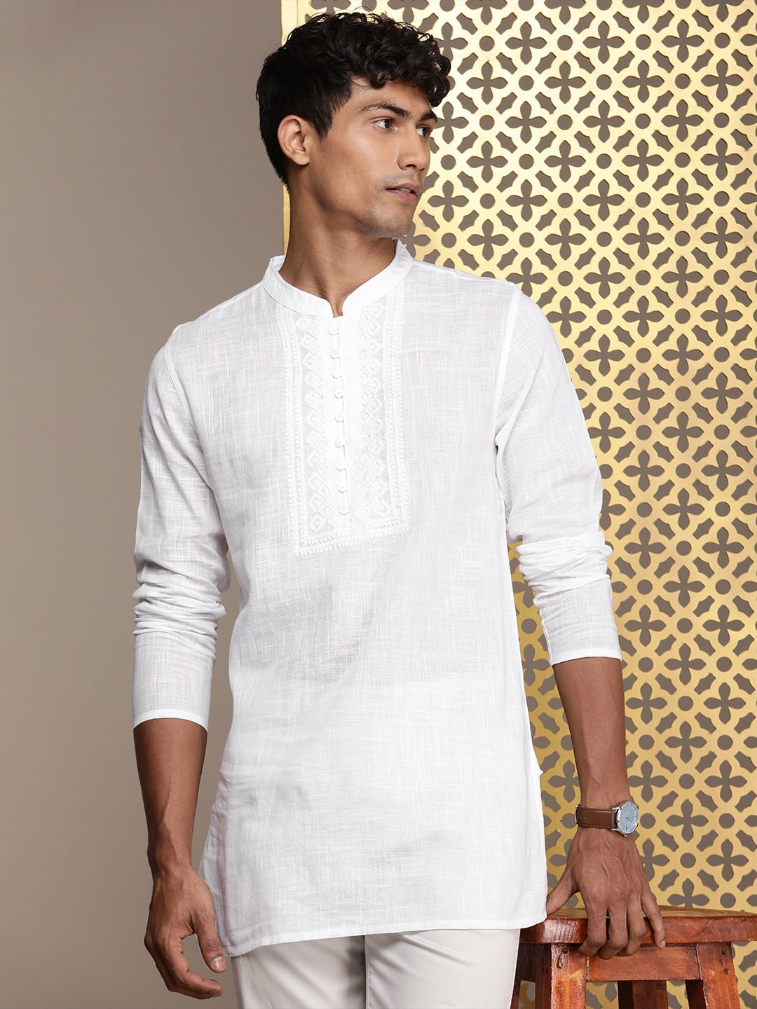 House of Pataudi Ethnic Motifs Embroidered Thread Work Pure Cotton Jashn Kurta - Distacart