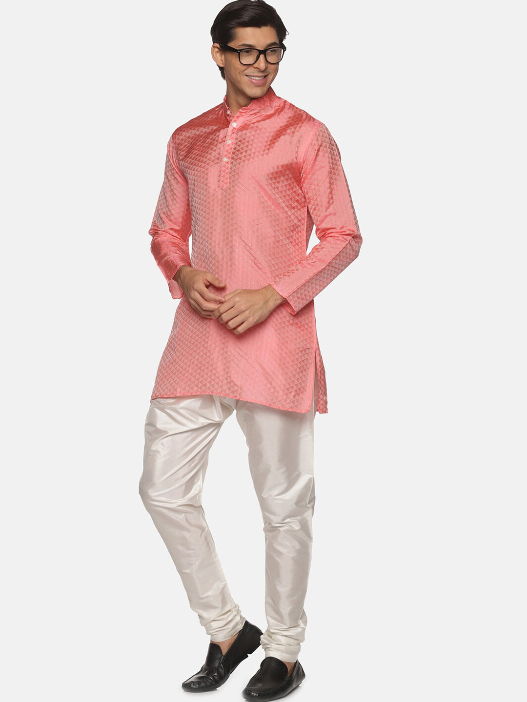 Sethukrishna Men Peach-Coloured Kurta with Pyjamas - Distacart