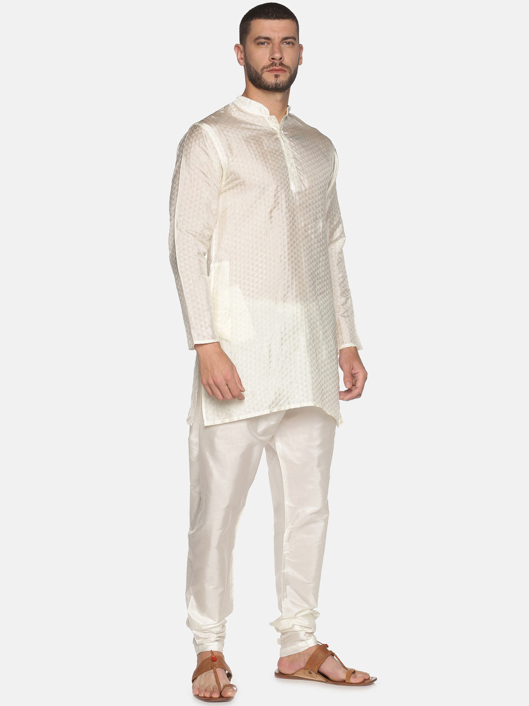 Sethukrishna Men Off-White Kurta with Pyjamas - Distacart